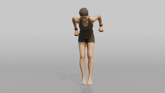 Bodyweight Athlete Woman Mid-rep Of A Tricep Dip - 3D character model