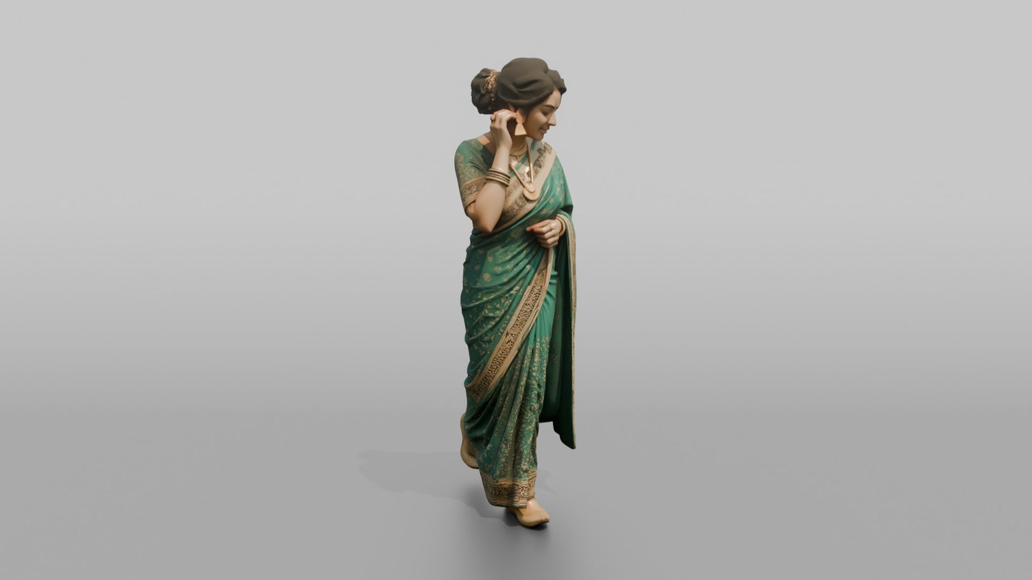 South Asian Wedding Guest Adjusting Her Earrings