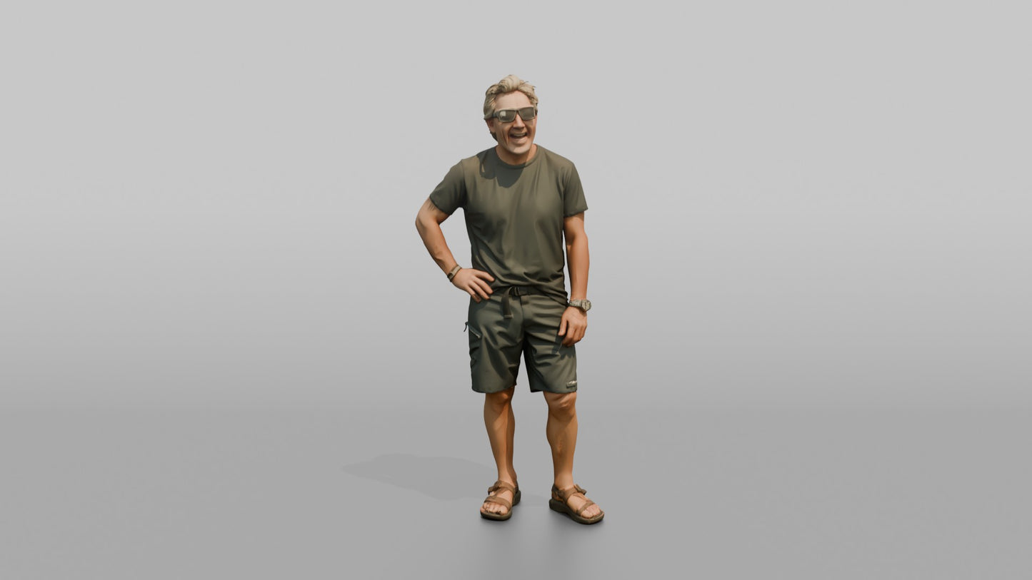 Rugged Surfer Laughing on the Beach