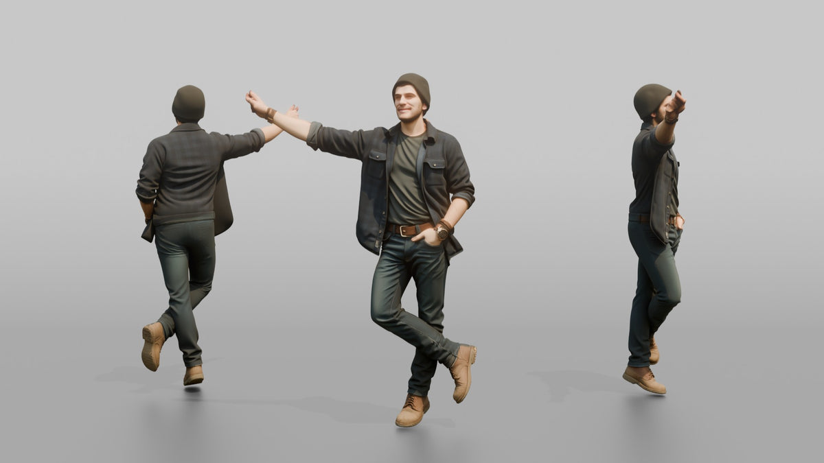 Farmer Leaning Against Unseen Post Resting Boots - 3D character model