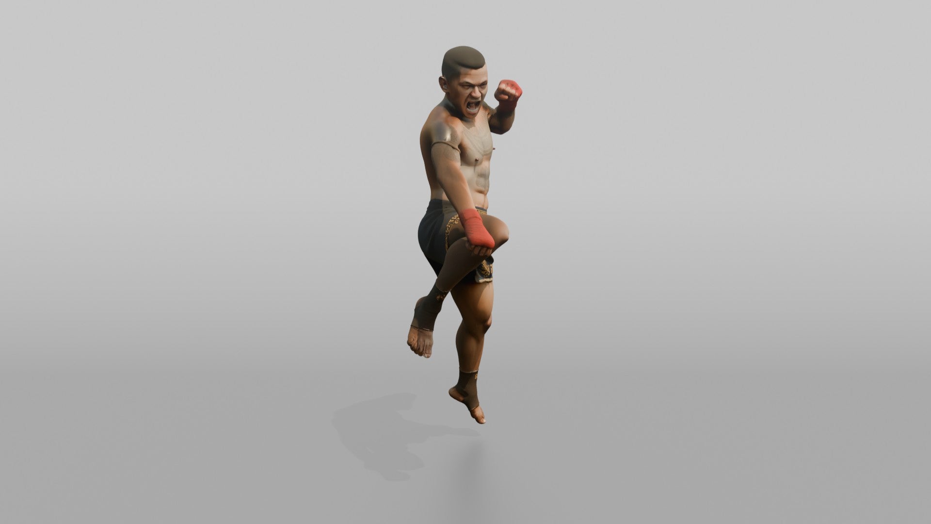Muay Thai Fighter Flying Knee Strike