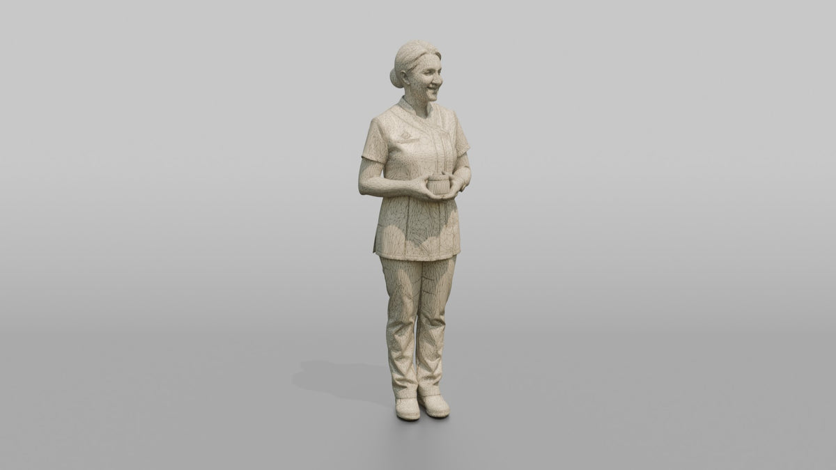 Esthetician Man Holding A Jar Of Face Cream - wireframe topology preview