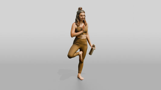 Tree Pose Woman - 3D character model, view 1