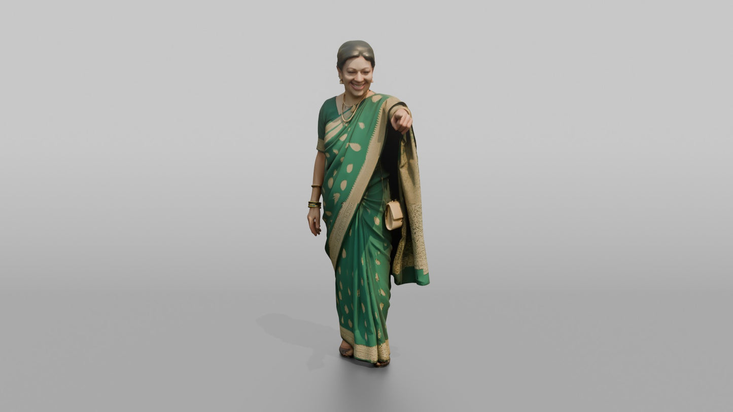 South Asian Wedding Guest Pointing Happily