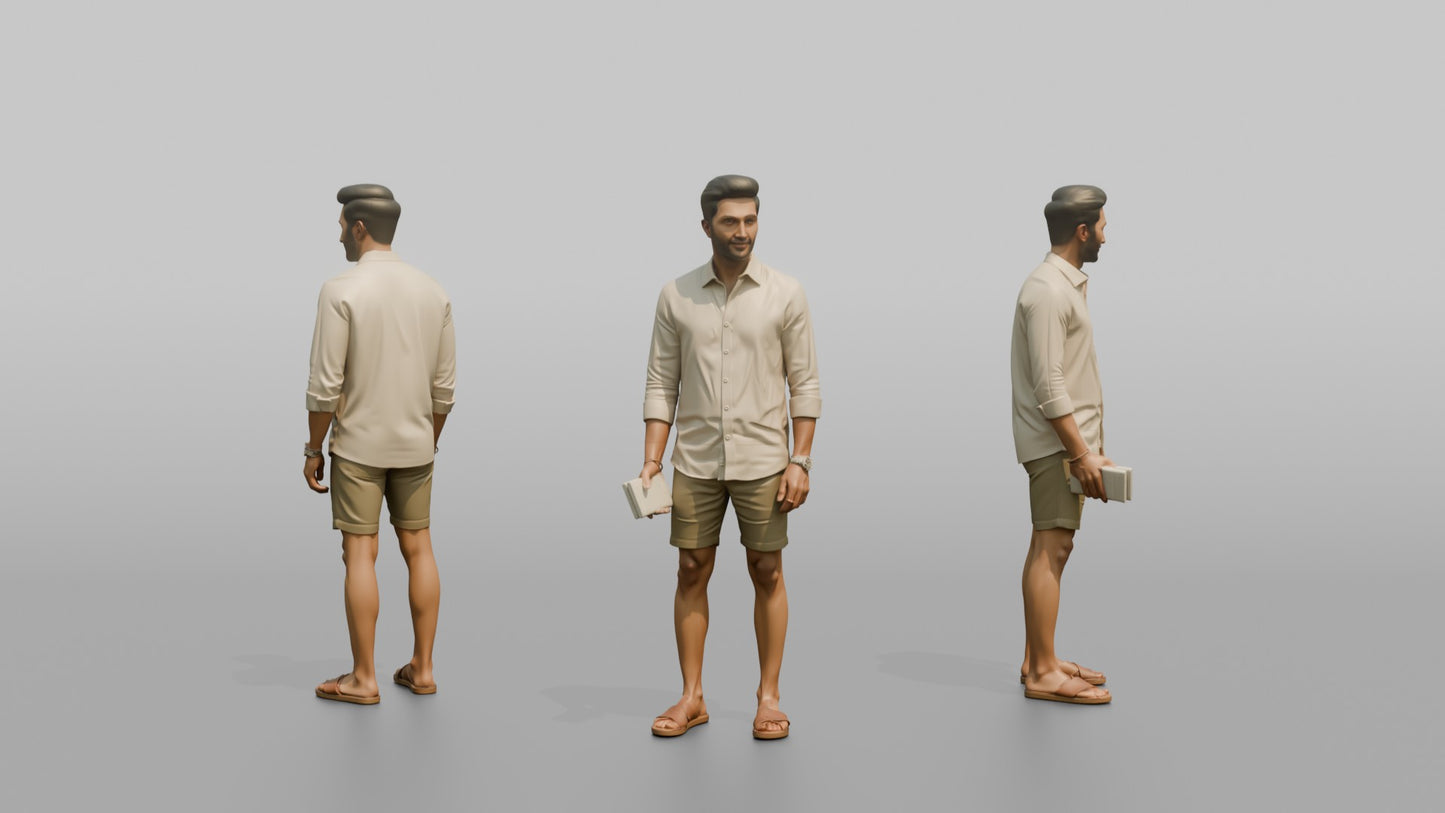Vacationer Wearing Tailored Linen Shirt