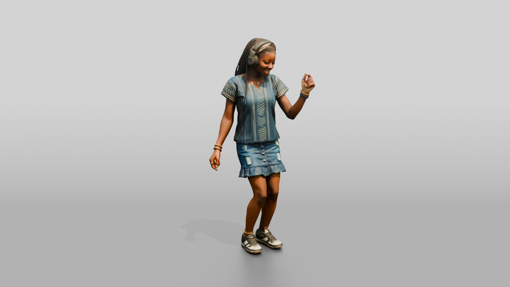 Teenage African Girl Dancing with Headphones