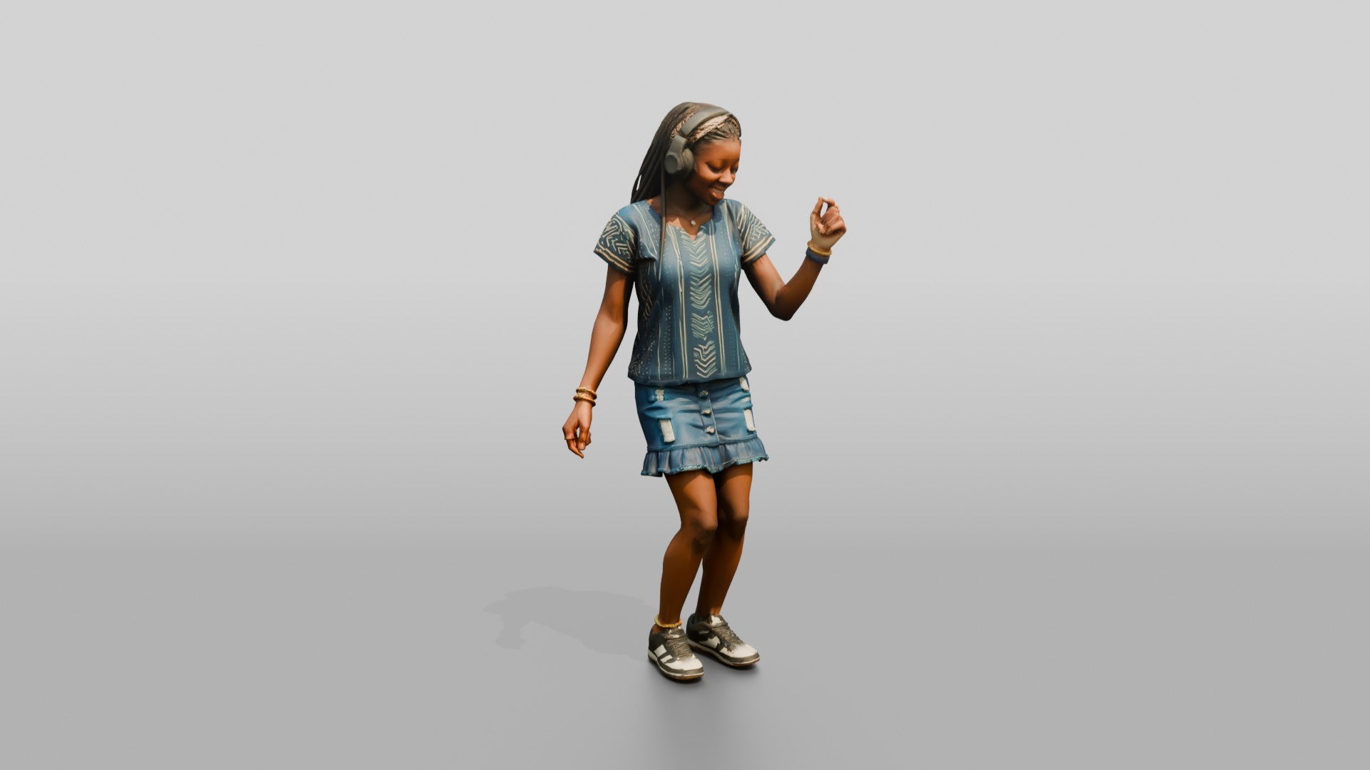 Teenage African Girl Dancing with Headphones