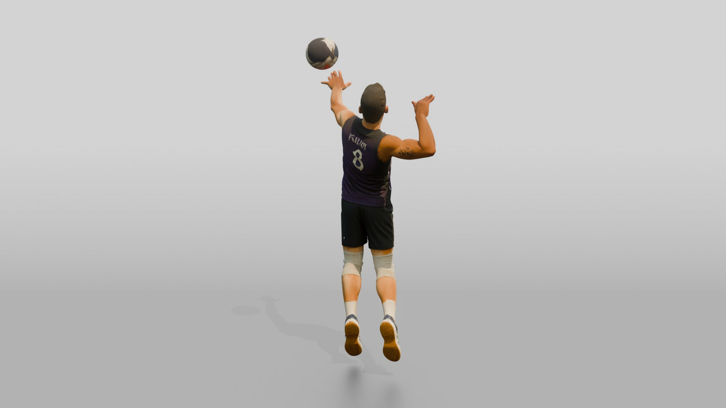 Caucasian Male Volleyball Player in Purple Jersey