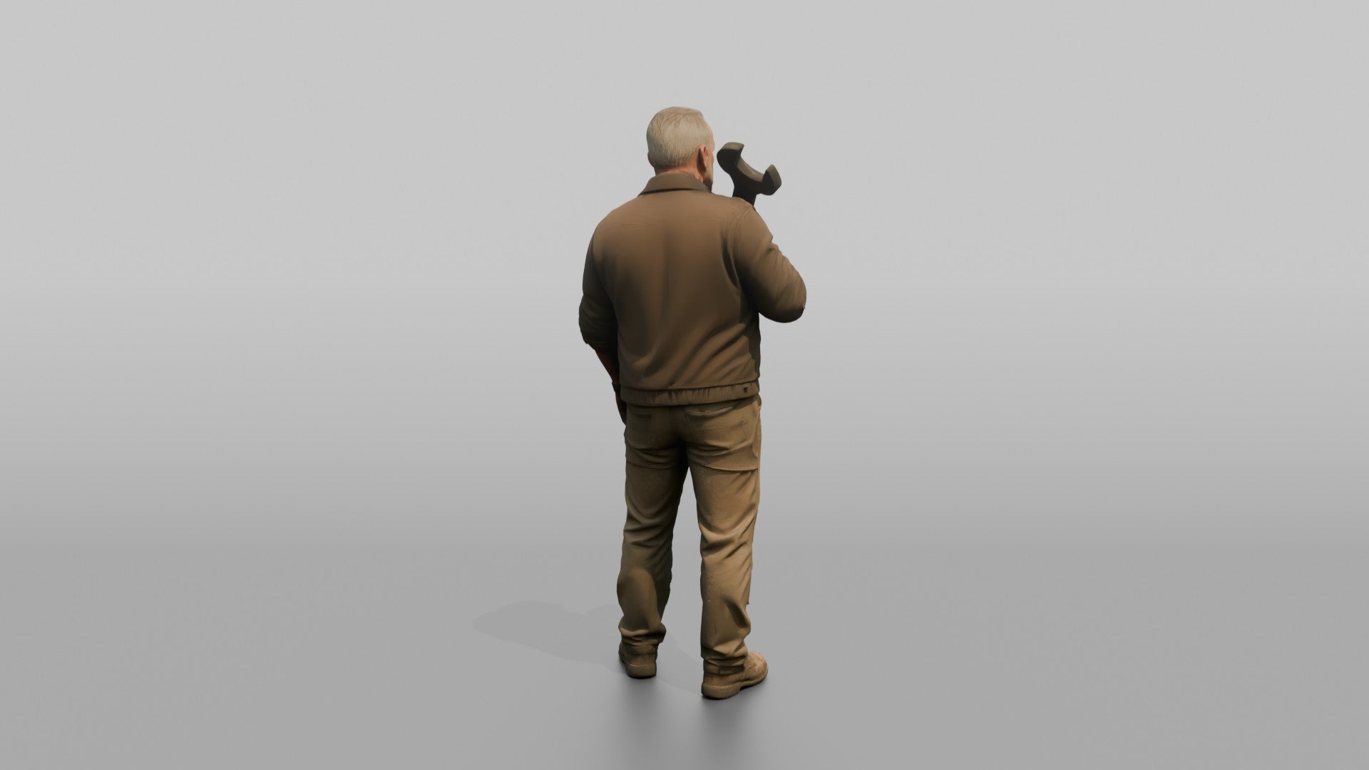 Farmer Holding Heavy Spanner Wrench Over Shoulder