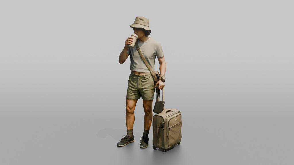 Traveler Sipping Coffee At The Gate