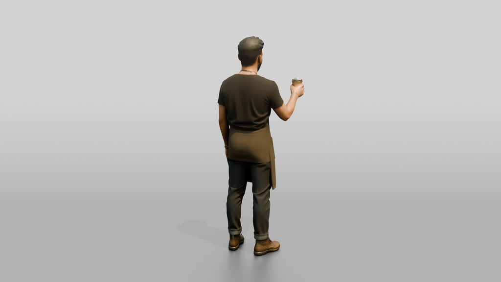 Hispanic Barista Holding Coffee Cup