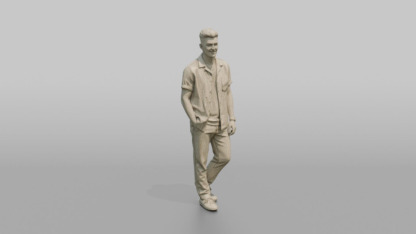 Man Posing in a Casual Linen Shirt