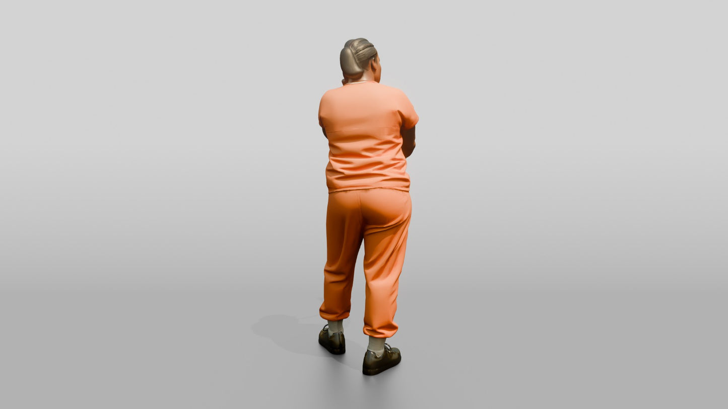 Black Female Prisoner in an Orange Jumpsuit