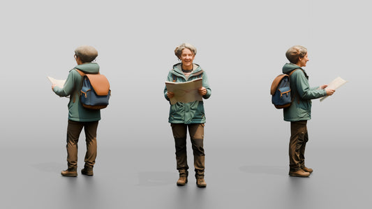 Woman Navigating Market with Map