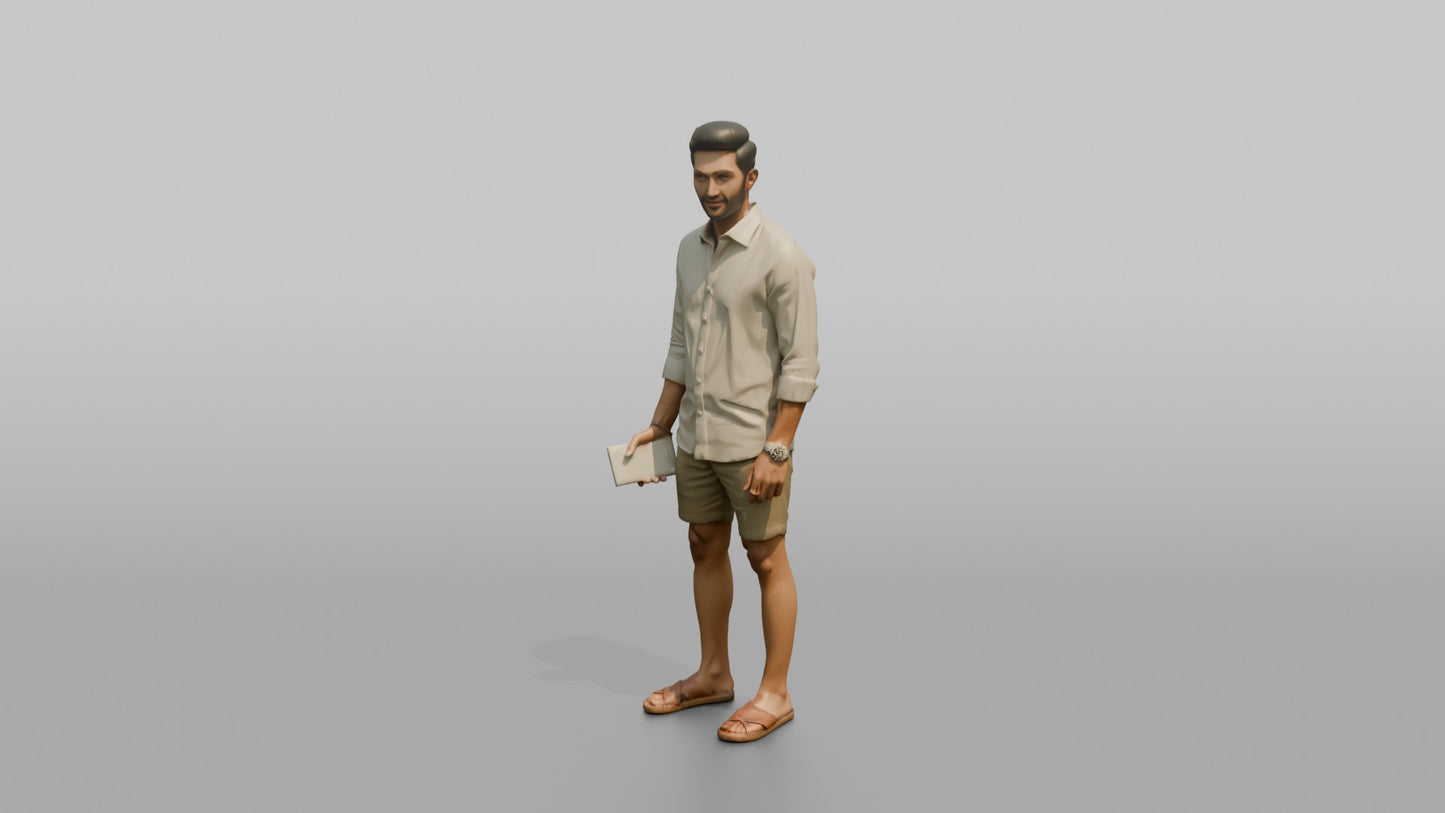 Vacationer Wearing Tailored Linen Shirt