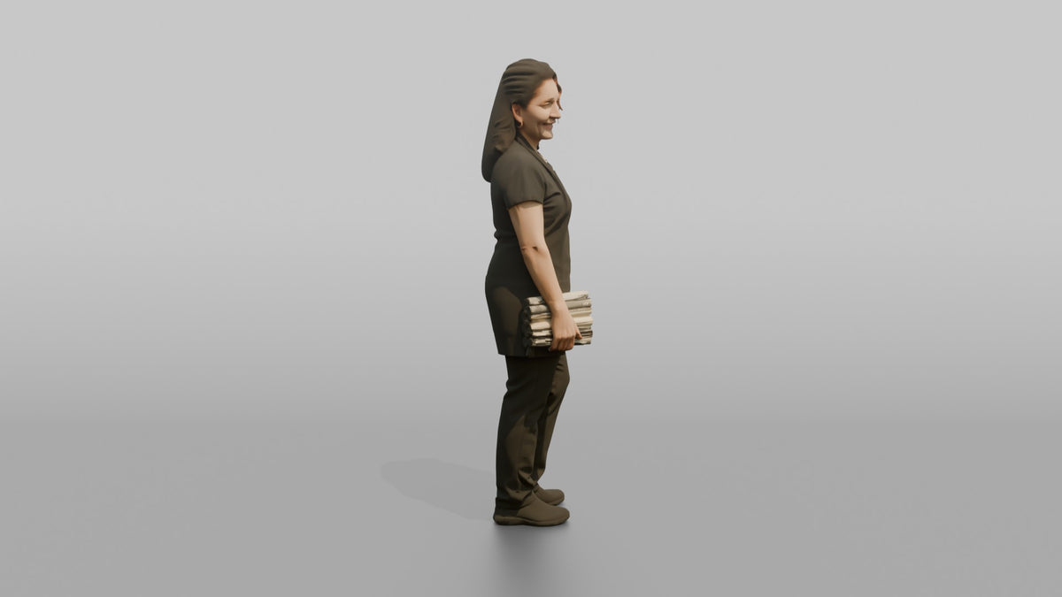 Nail Technician Woman Holding A Stack Of Nail Files - 3D character model, view 2