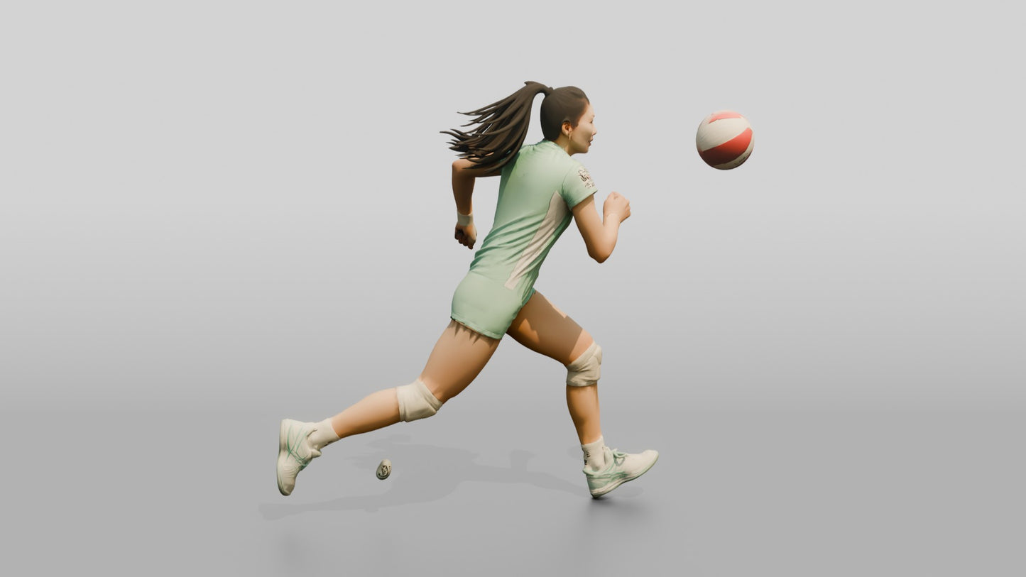 East Asian Female Volleyball Player in Mint Green Jersey