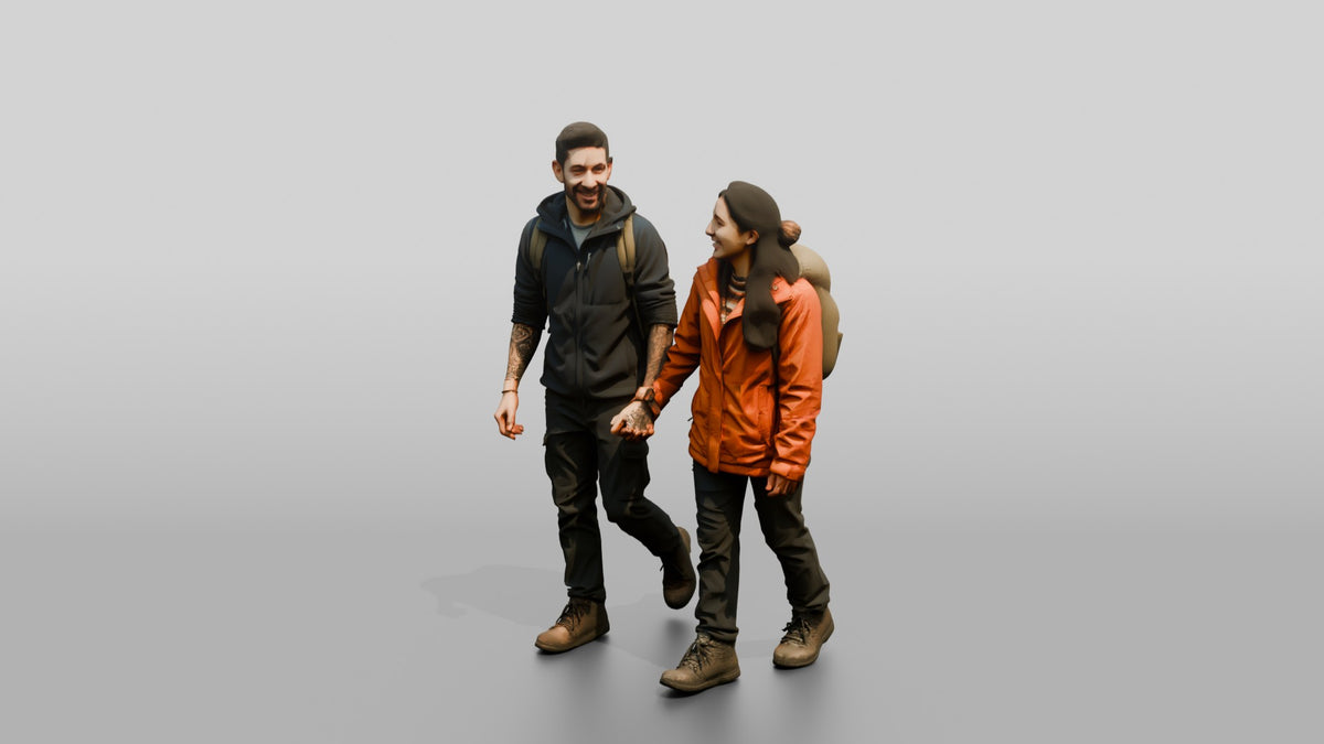 Central American Couple Walking - 3D character model, view 4
