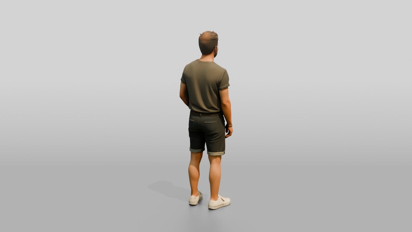 Caucasian Man in Vintage-Wash T-Shirt