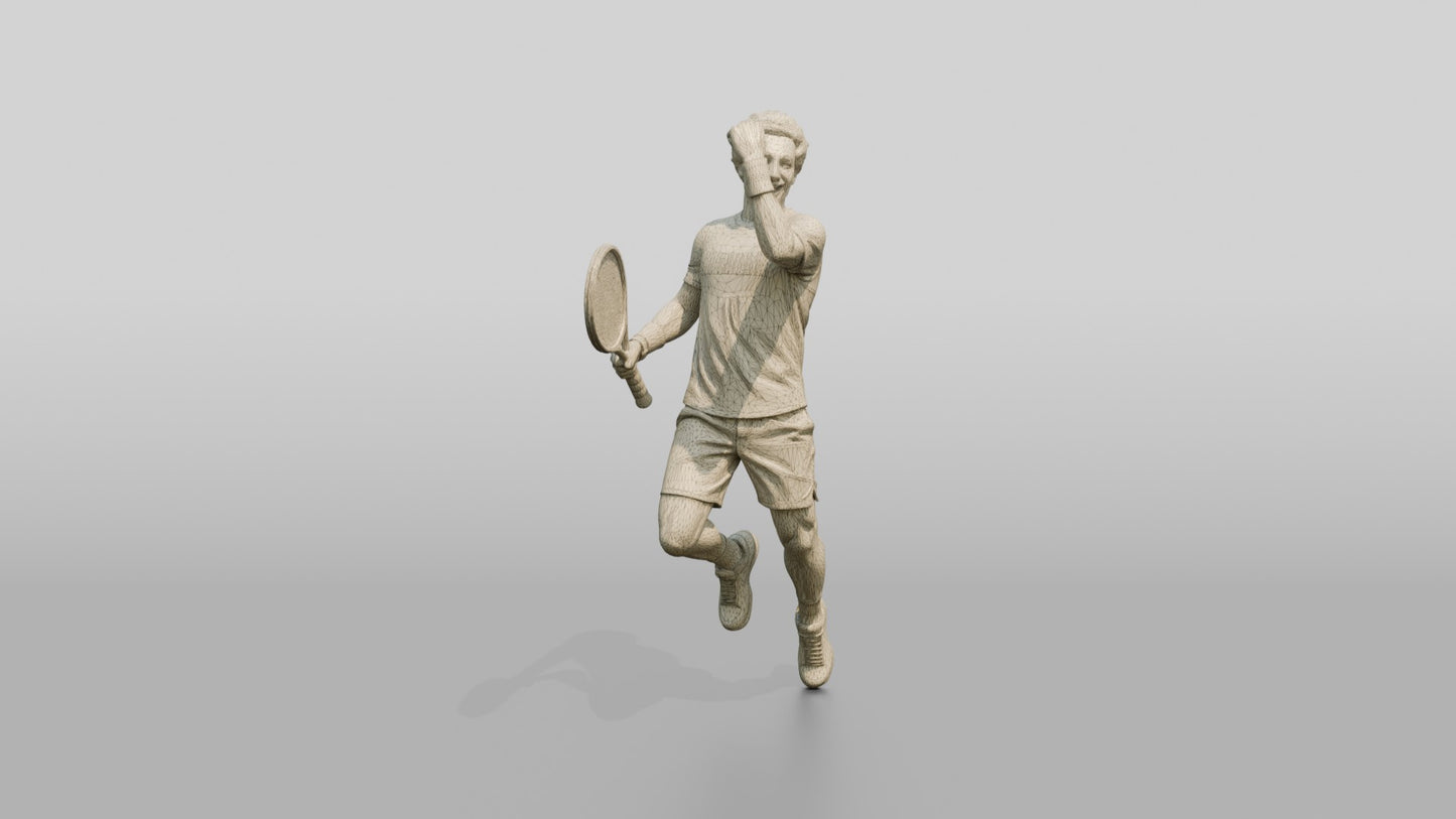 Male Tennis Player Leaping in Celebration