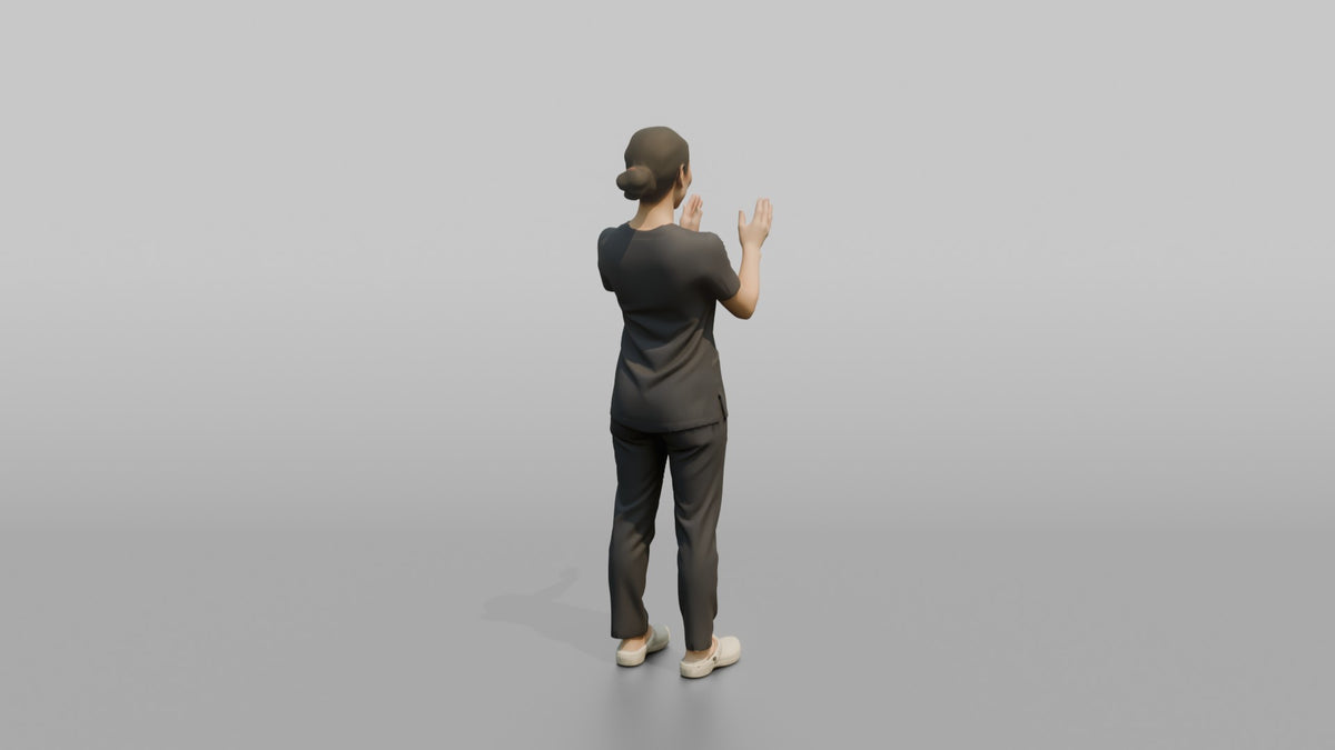 Esthetician Man Applying A Face Mask Motion With Both Hands - 3D character model, view 3