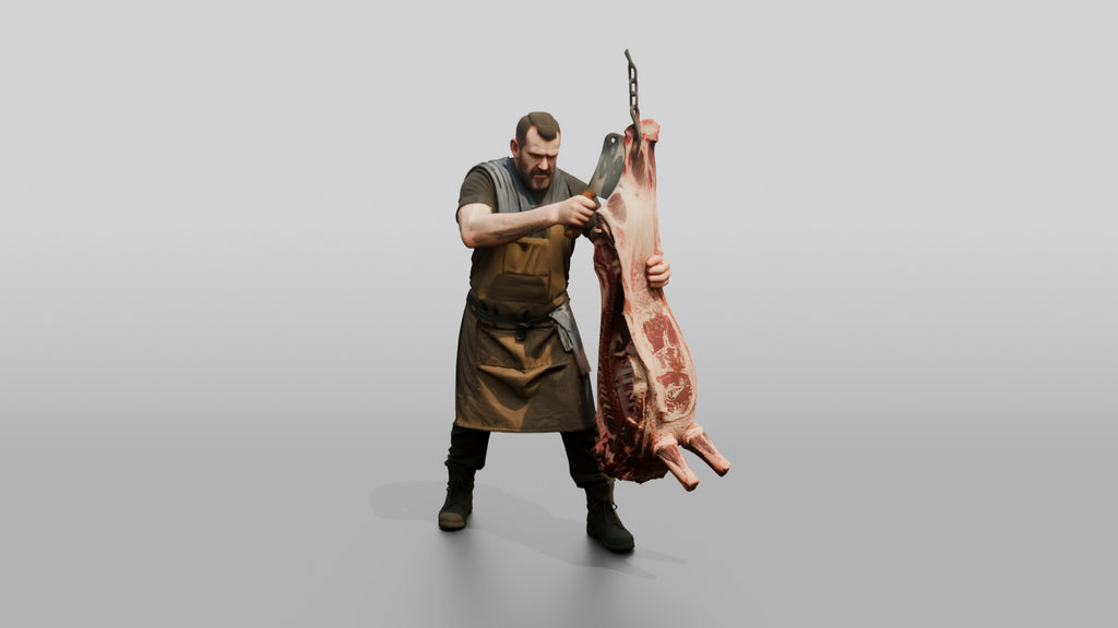 Butcher Chef Cleaving Beef