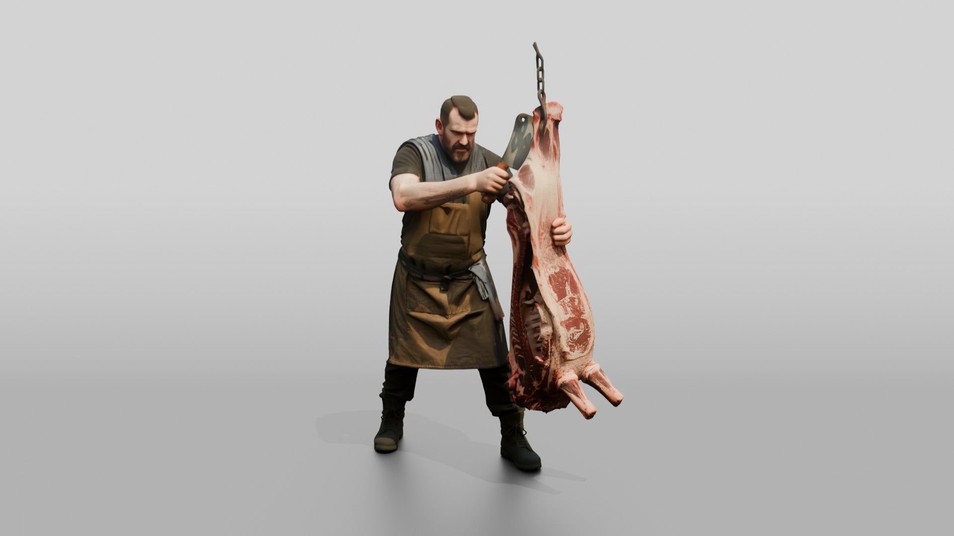 Butcher Chef Cleaving Beef