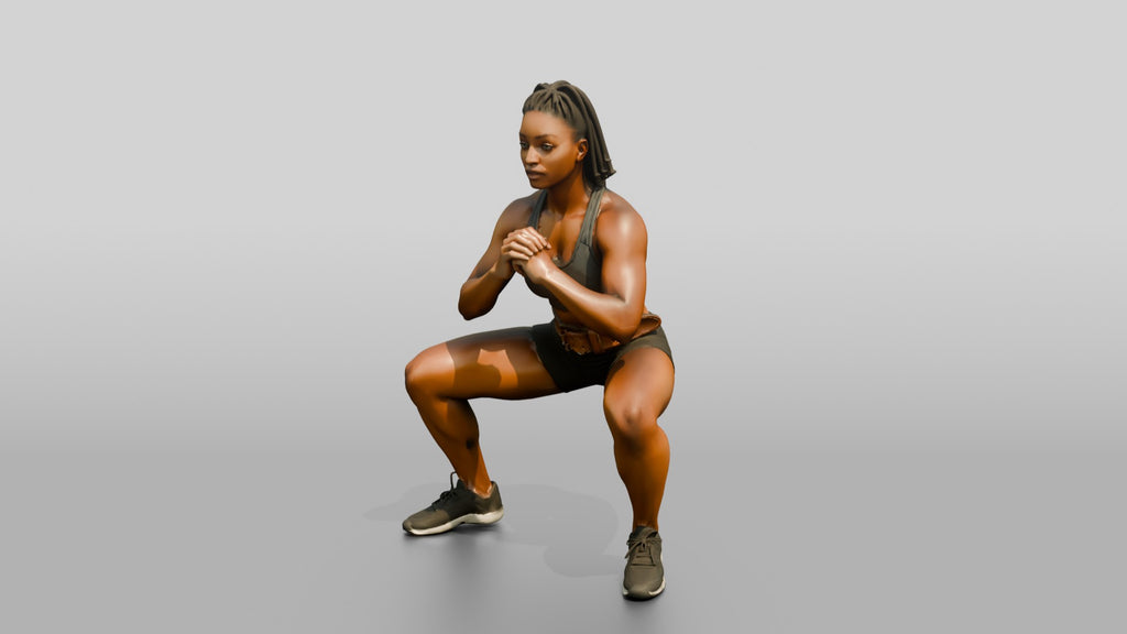 Woman in Squat with Sports Bra