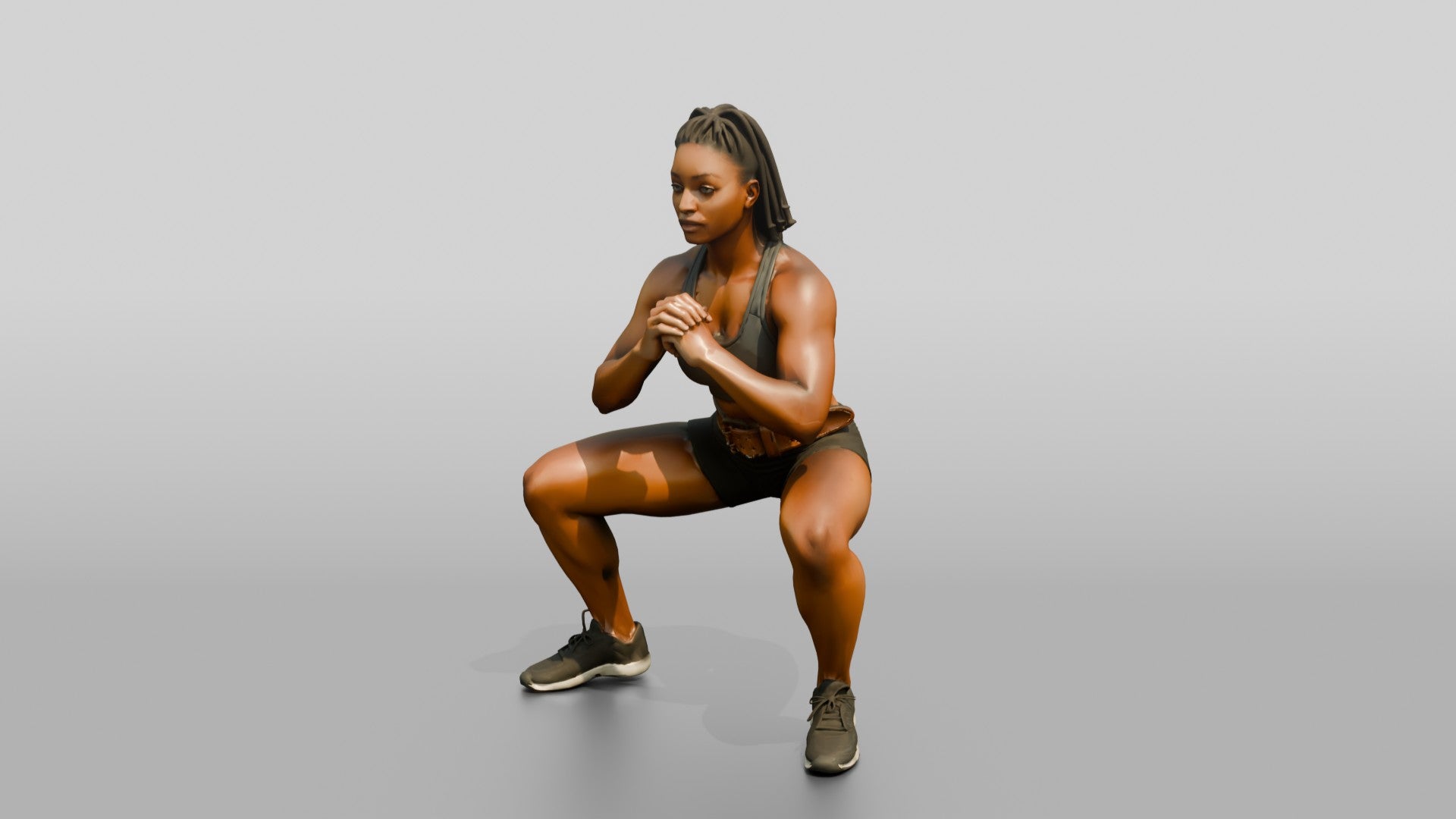 Woman in Squat with Sports Bra
