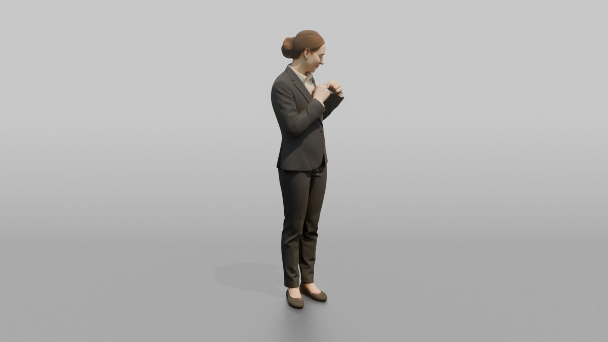 Receptionist Man Adjusting A Name Badge - 3D character model, view 2