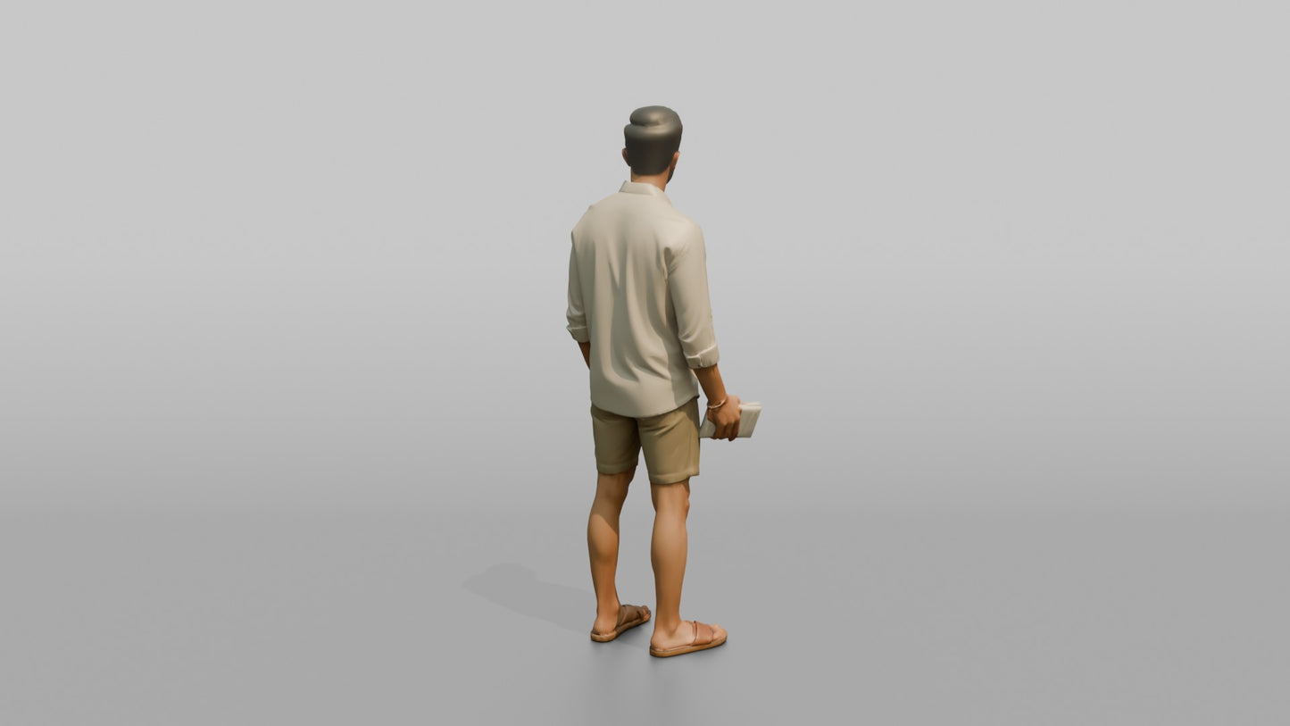 Vacationer Wearing Tailored Linen Shirt