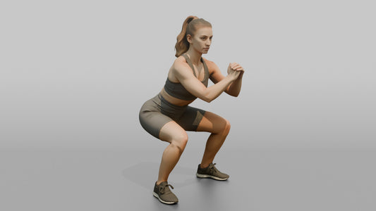 Fitness Influencer Woman Holding A Deep Squat Position - 3D character model
