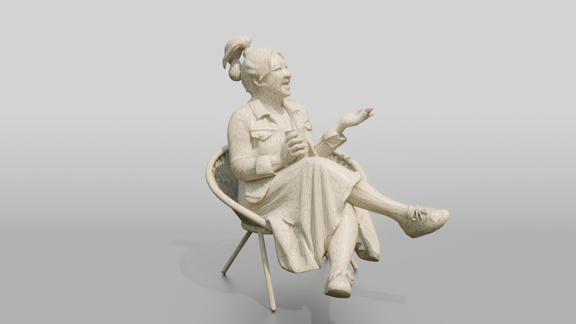 Chinese Woman Laughing While Seated with Coffee