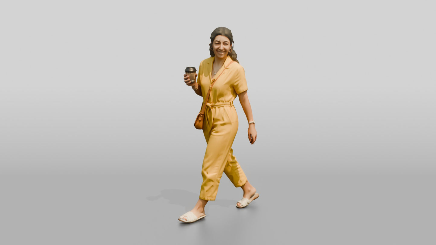 Petite Italian Woman Holding a Takeaway Coffee