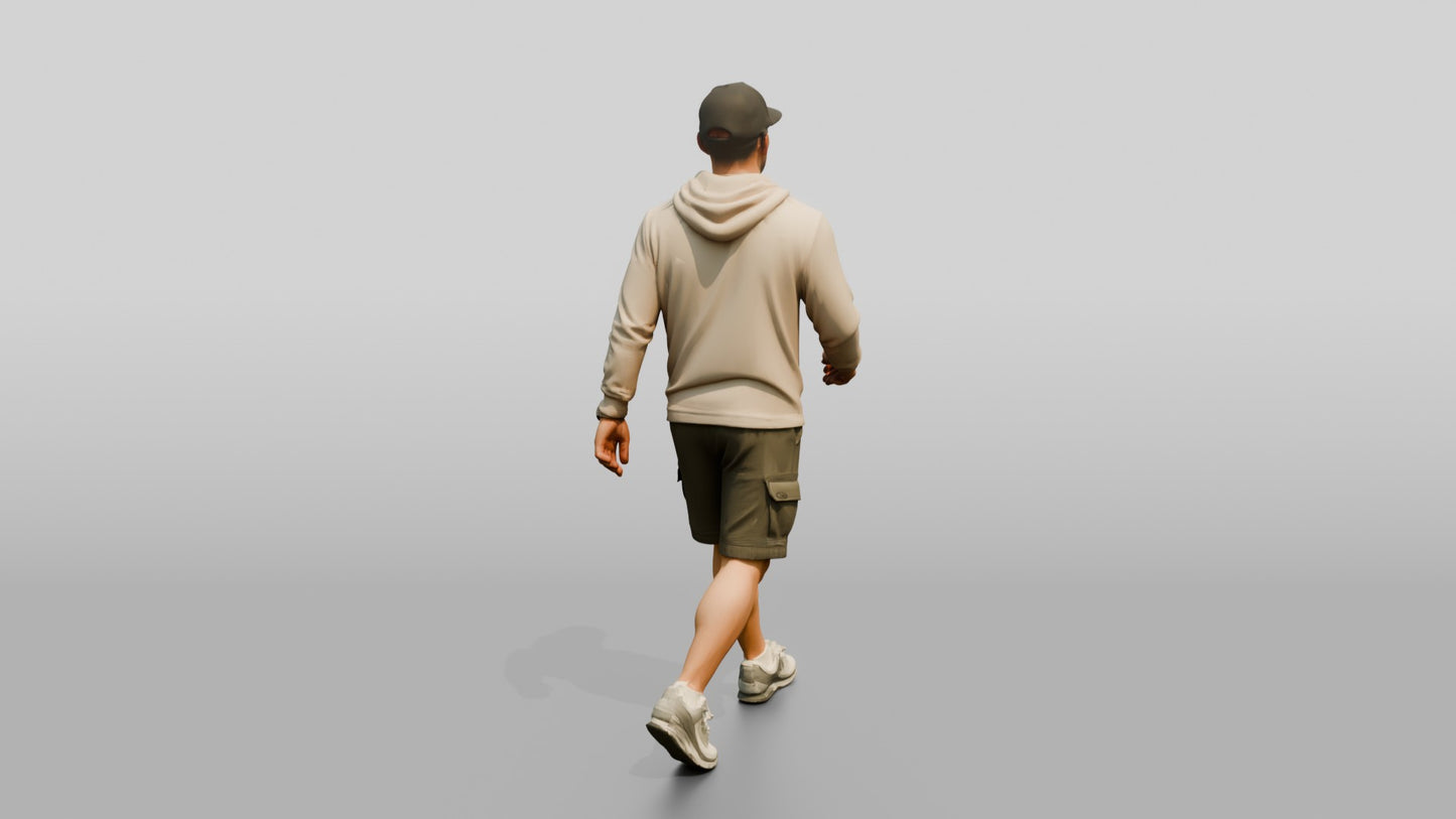 Latino Man Walking Focused on the Boardwalk