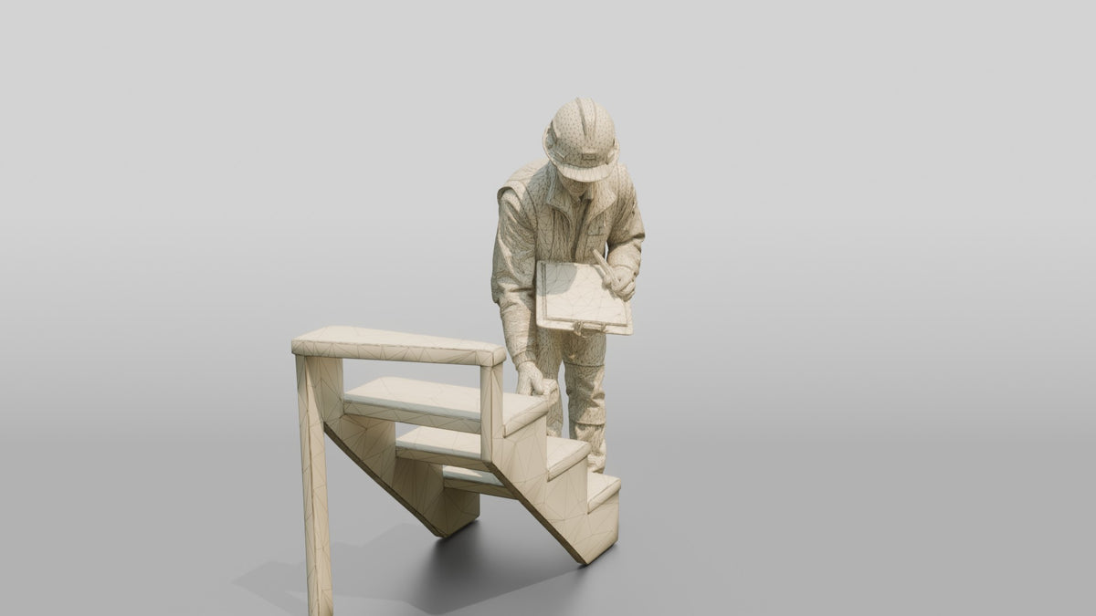 Construction Worker Woman 64 - wireframe topology preview