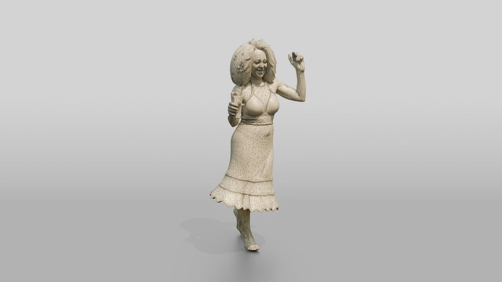 Woman Dancing in a Crochet Dress