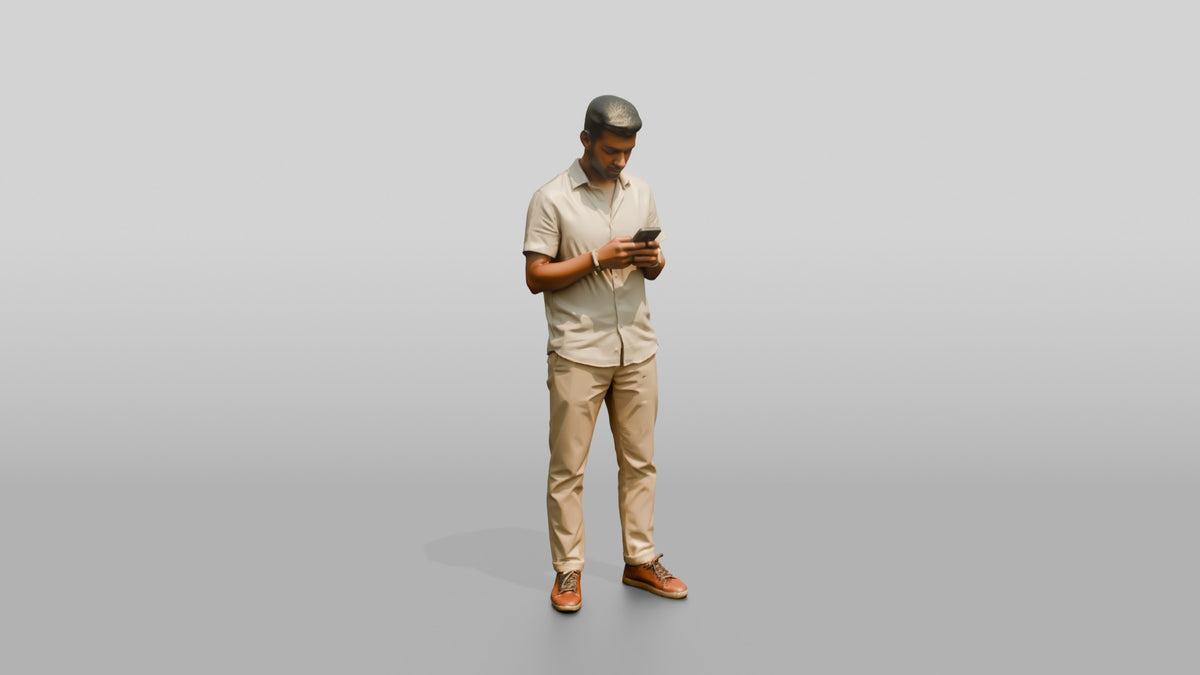 Slender Young Moroccan Man on a Shopping Street - 3D character model, view 1
