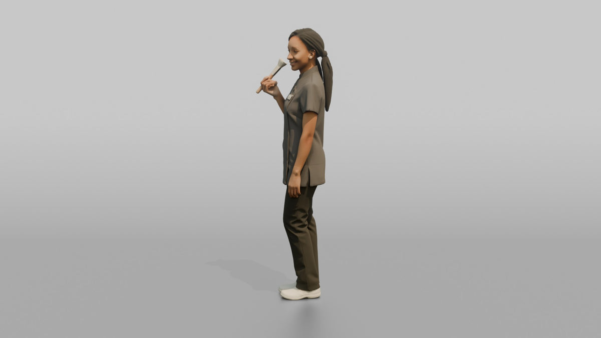 Esthetician Man Holding A Facial Skincare Brush - 3D character model, view 4