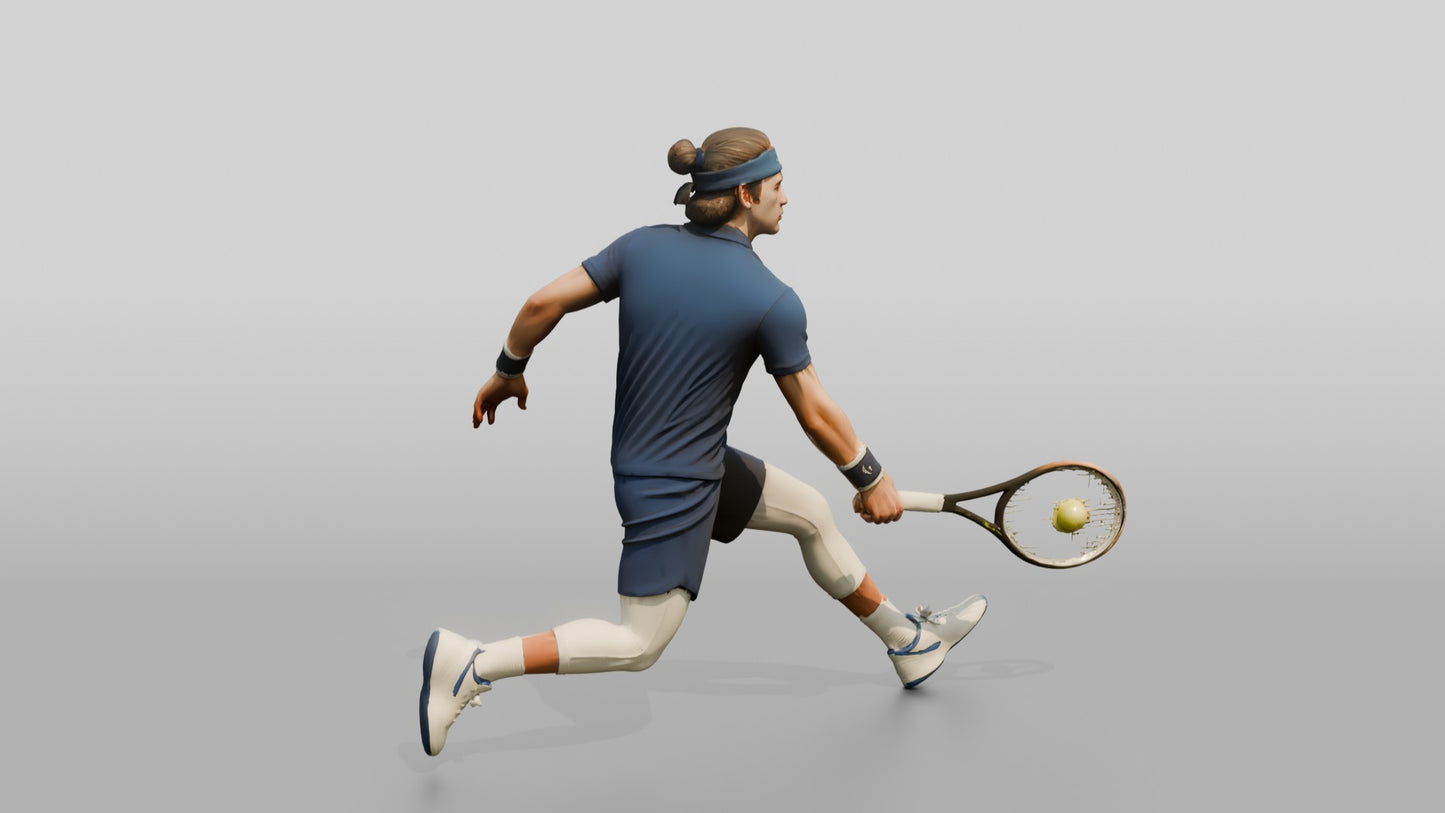 Male Tennis Player Twisting into a Backhand Slice