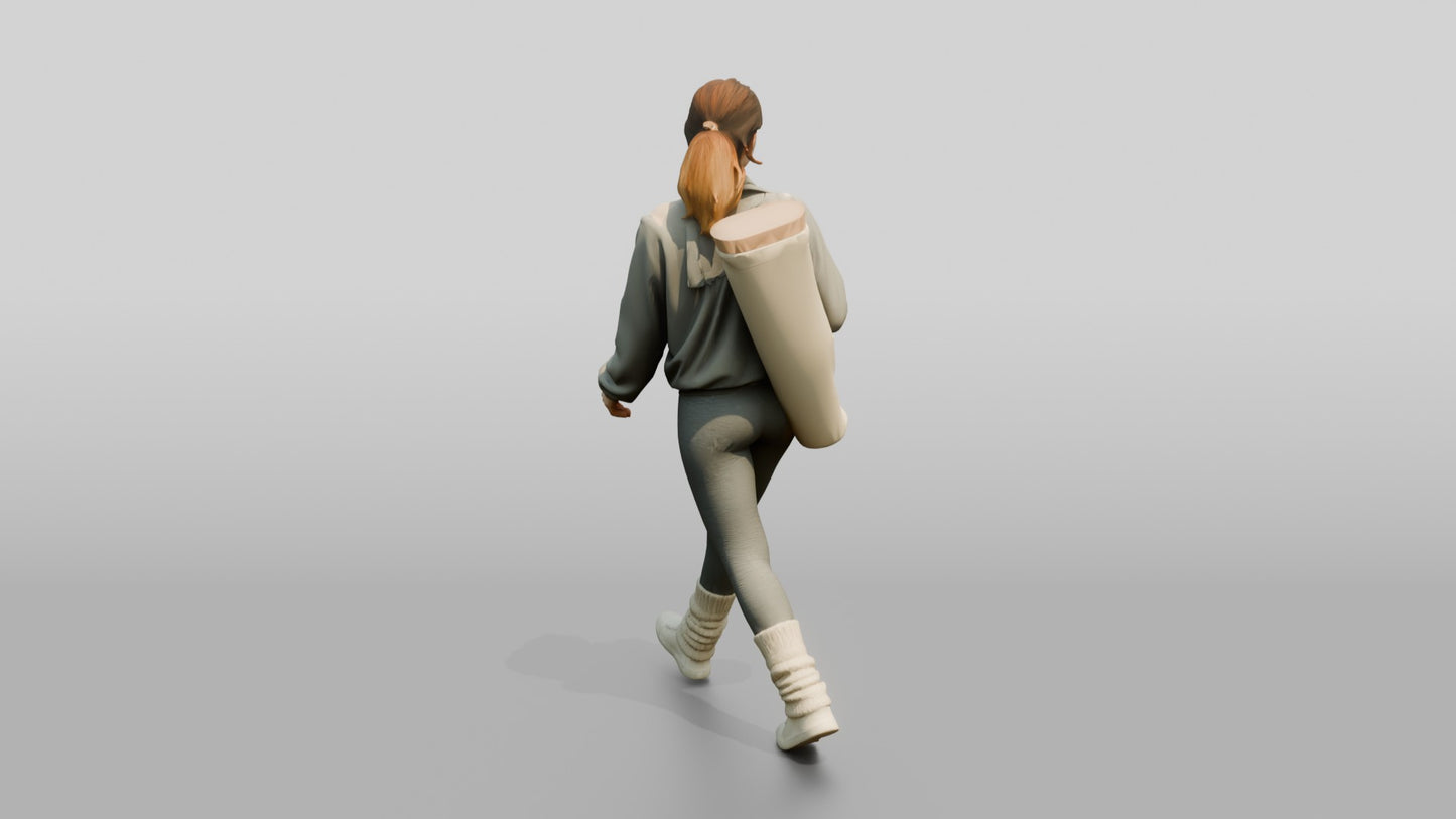 Walking Woman in Fleece with Mat