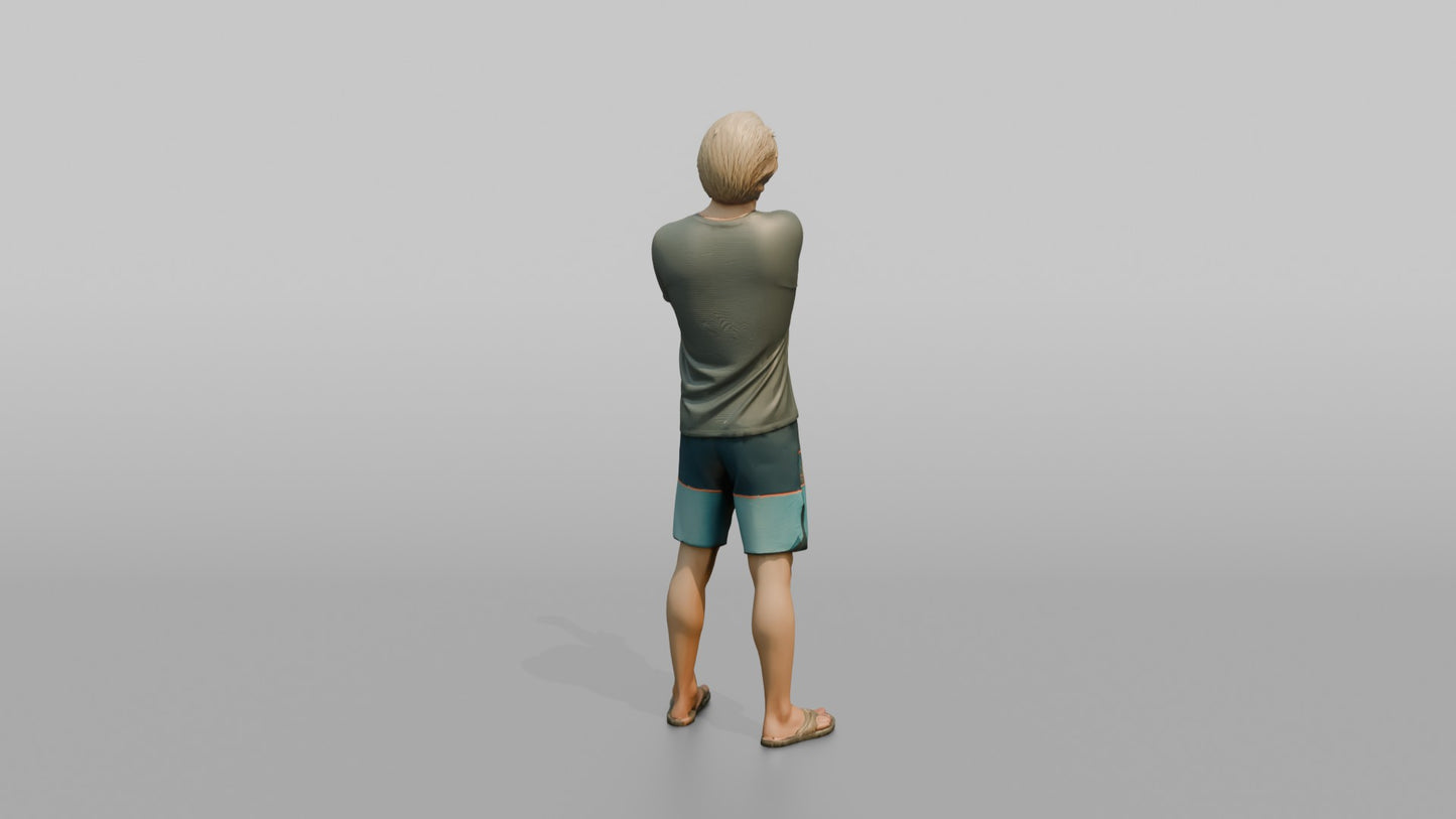 Surfer Stretching Before Heading Out