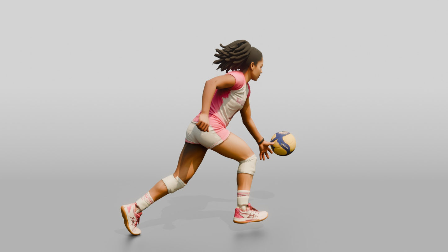Latina Female Volleyball Player in White and Pink Uniform