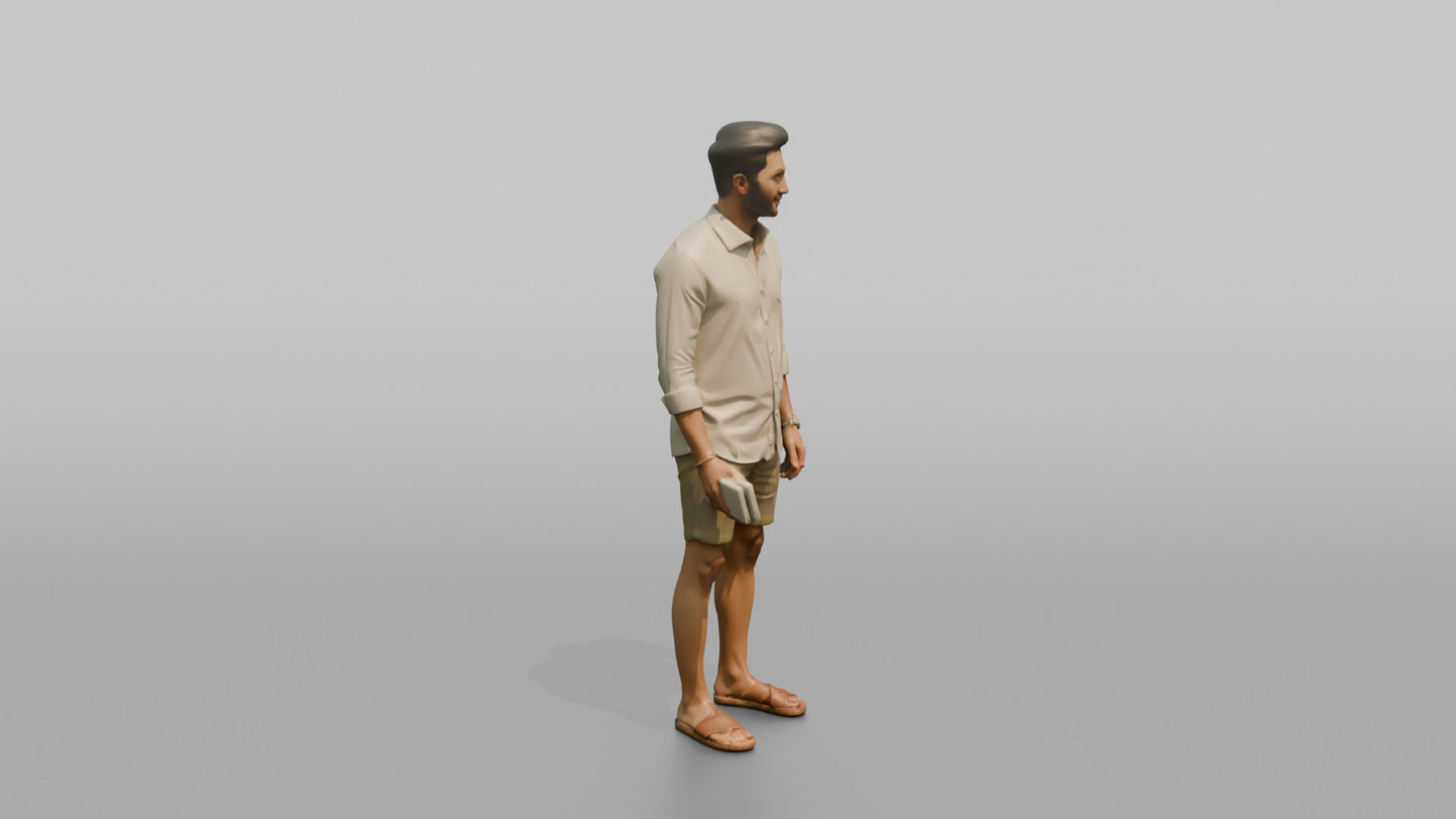 Vacationer Wearing Tailored Linen Shirt
