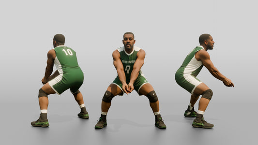 Black Male Volleyball Player in Green Team Uniform