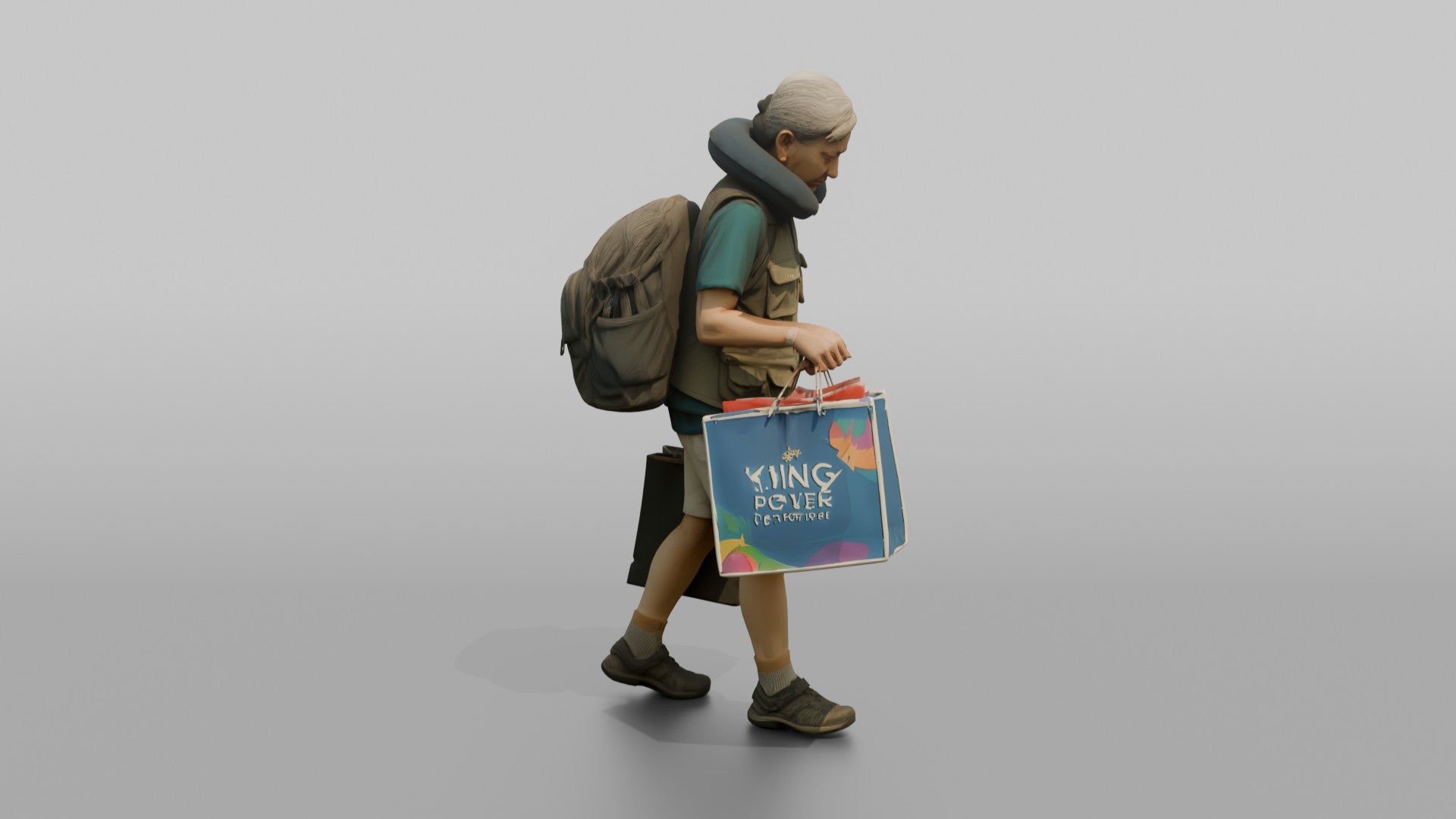 Traveler Browsing Duty-Free Shopping Bags