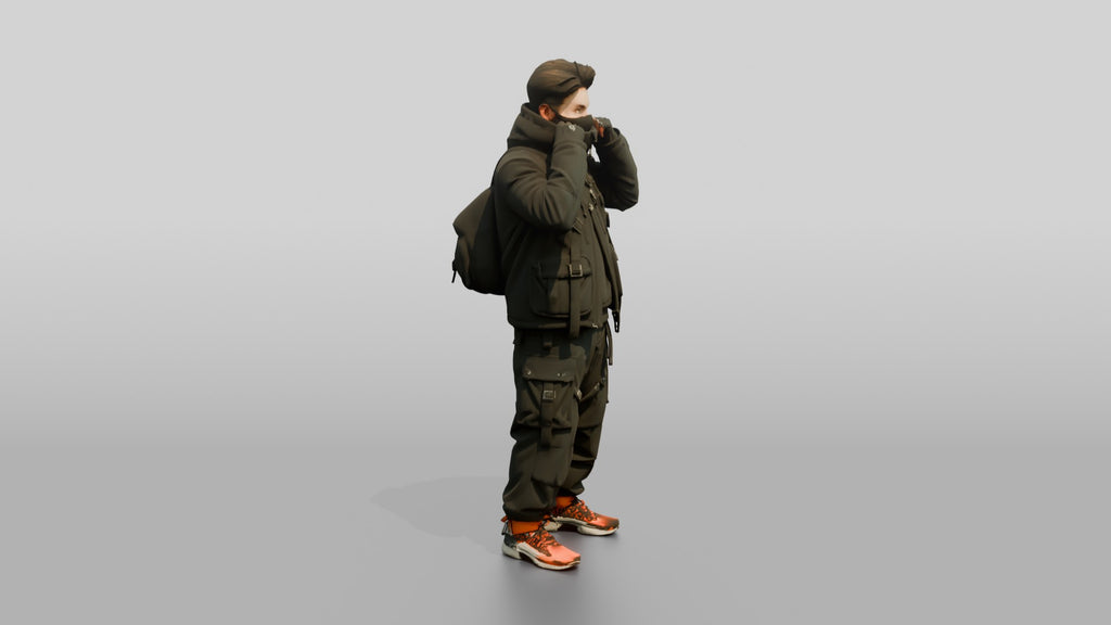 Techwear Man Pulling Up His Collar