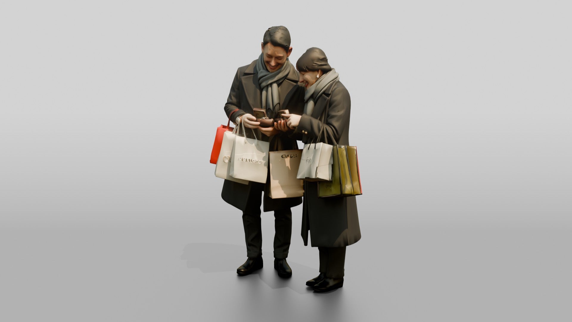 Couple Comparing Jewelry After Shopping