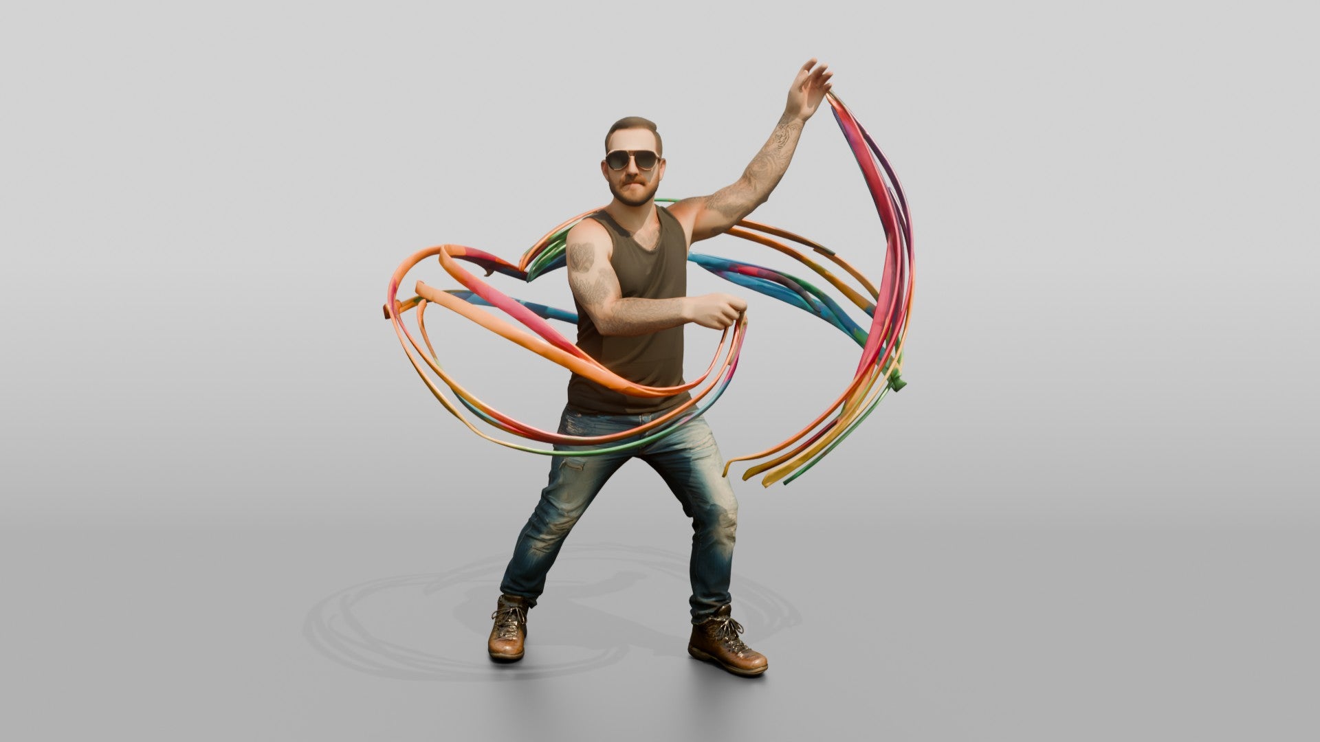 Man Dancing with Festival Ribbons