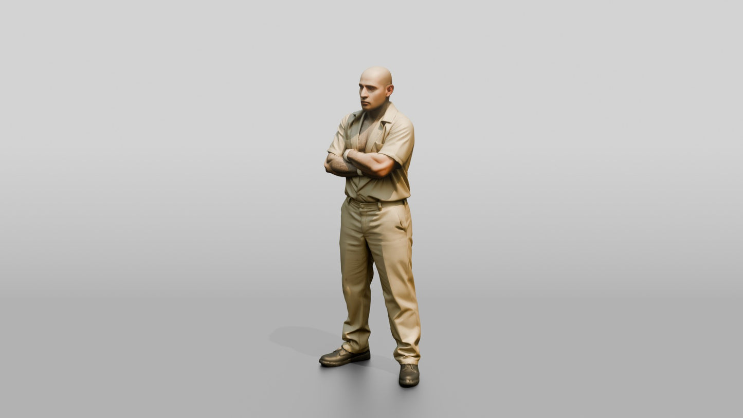 Latino Male Prisoner in a Khaki Uniform